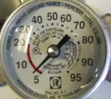 Propane gauge showing almost empty tank
