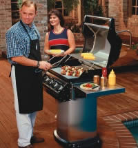 Outdoor cooking on a propane gas grill