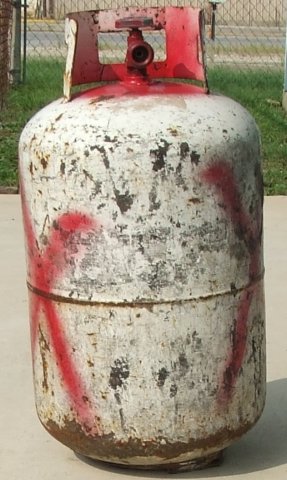 Condemned propane cylinder