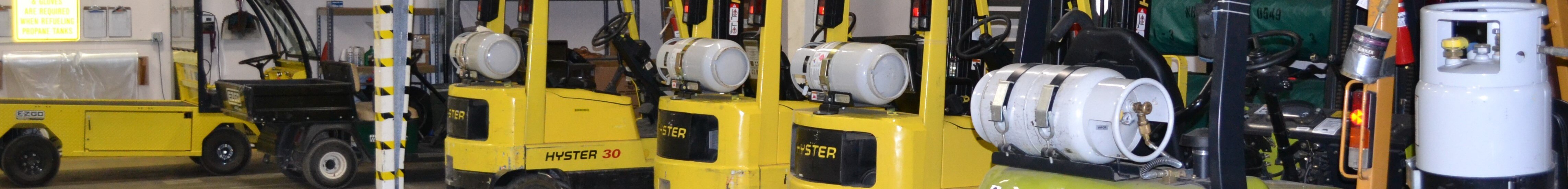 Propane cylinders mounted on forklifts