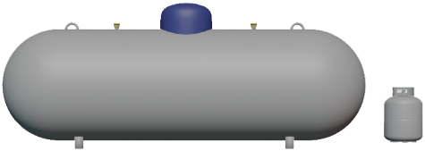 500 gallon propane tank size relative to a small tank. 